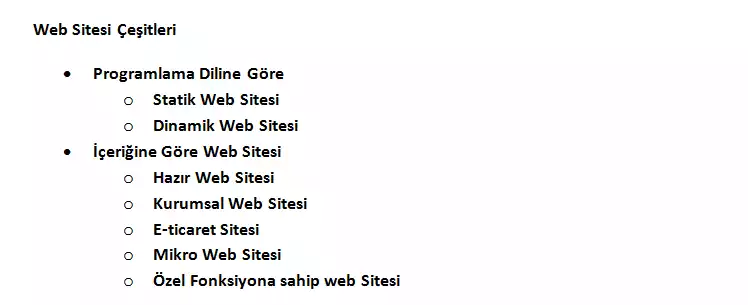 Web Sitesi Çeşitleri