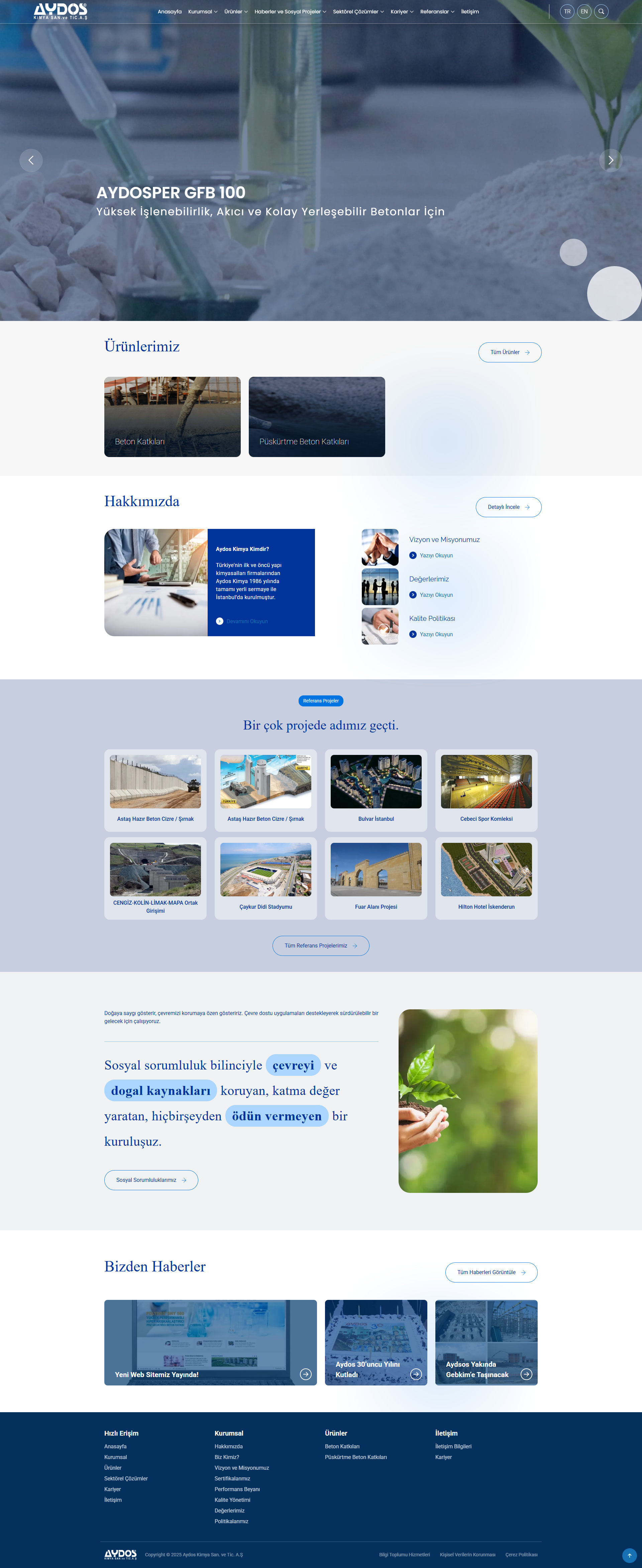 Aydos Kimya web sitesi ekran görüntüsü