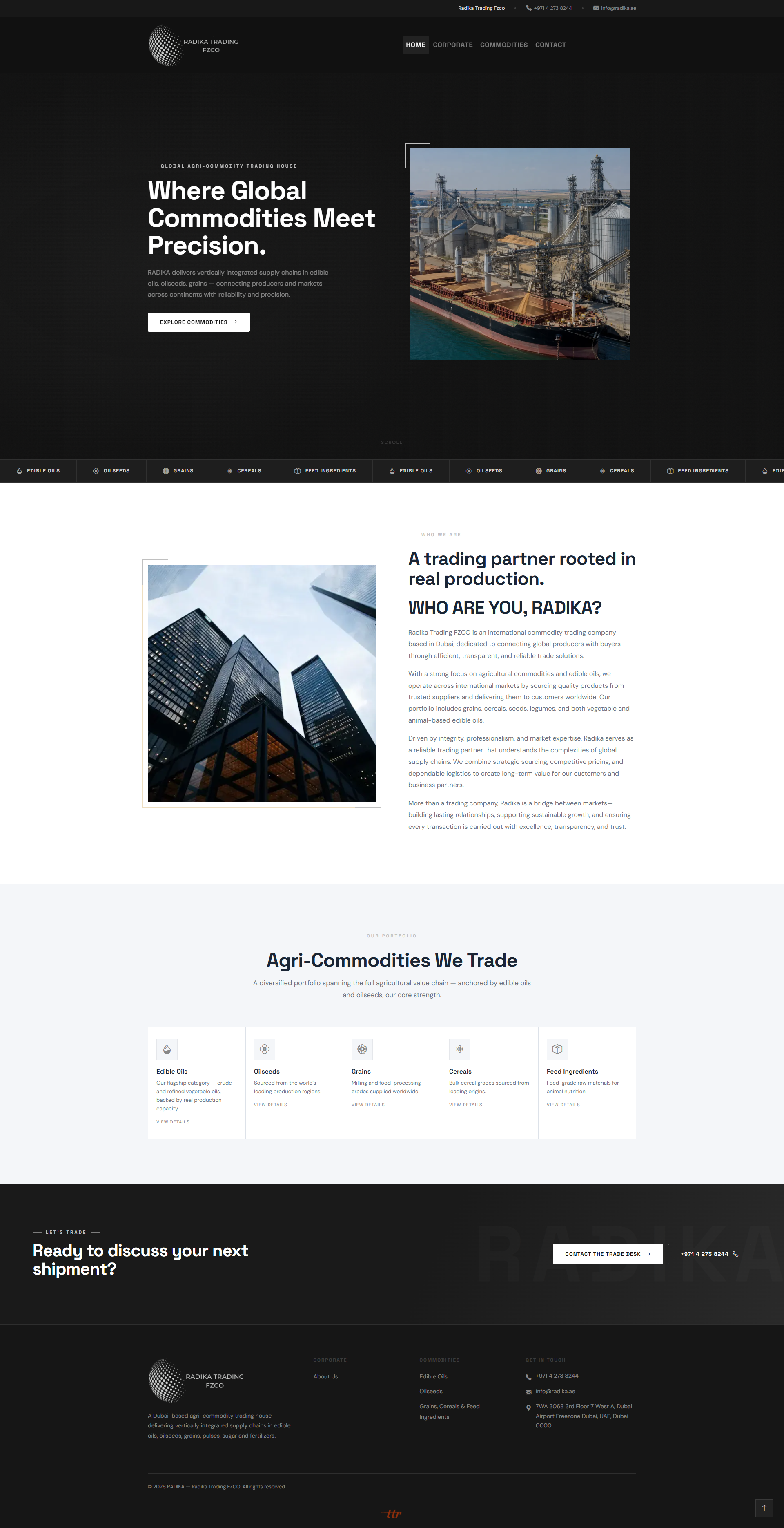 Radika Trading FZCO web sitesi ekran görüntüsü